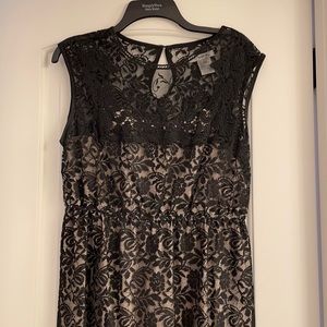 Pinky black lace sleeveless dress